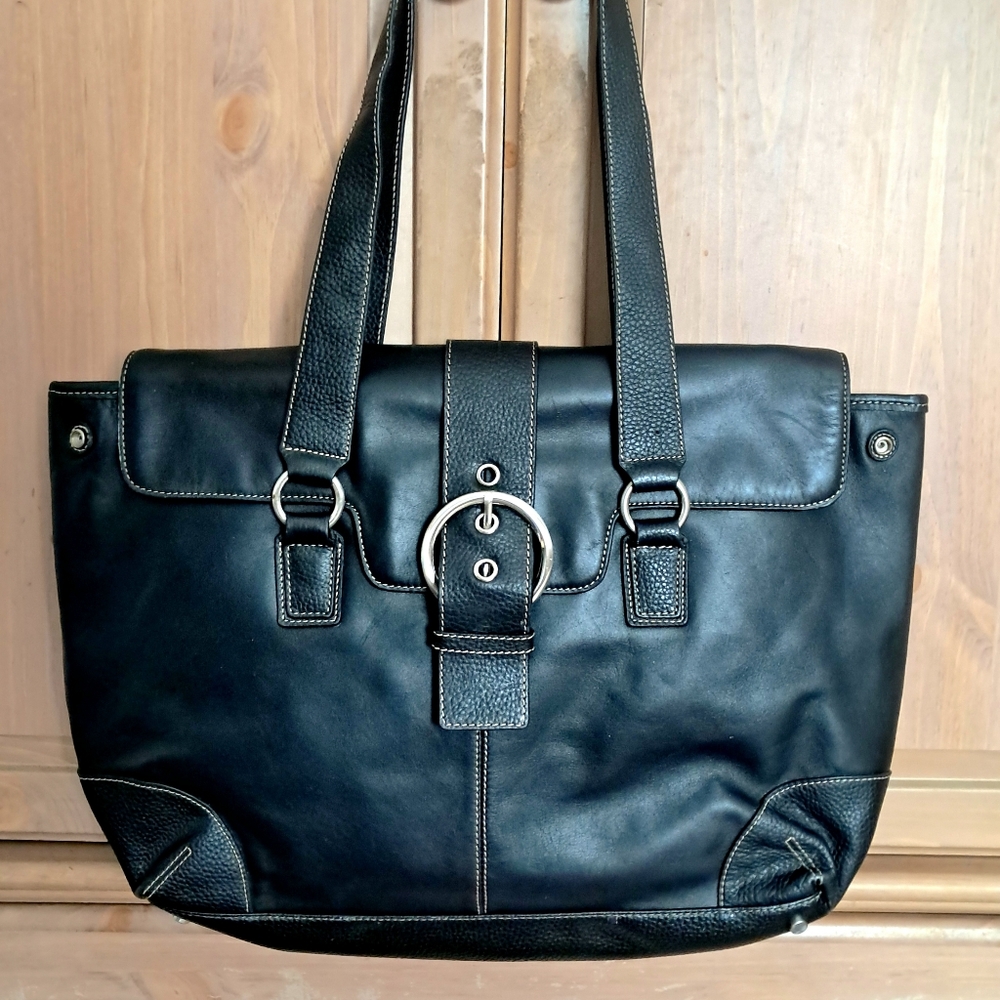Franklin Covey Women's Executive Black Leather Purse/Laptop Bag LIKE NEW!